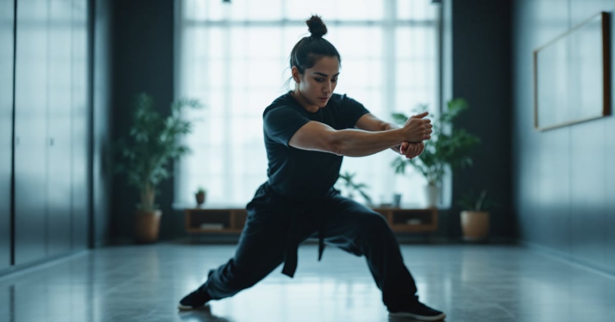Cours de self-defense : deux pratiquants s'entraînent en salle lors d'un exercice de défense personnelle